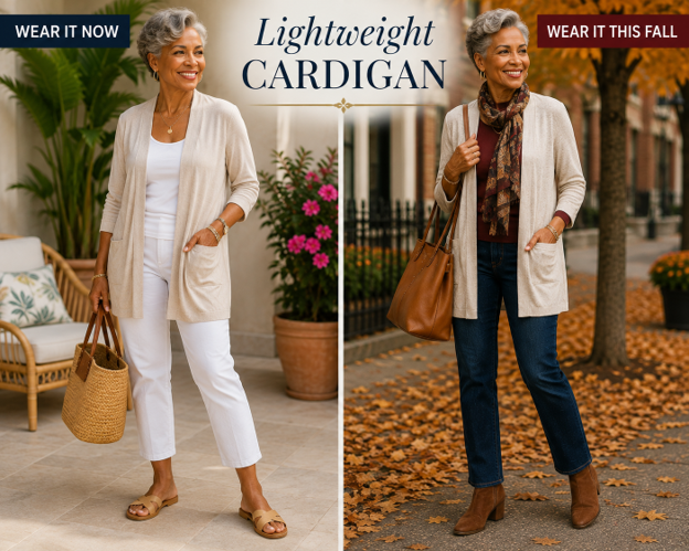 Summer Sales into Fall Fashion. Lightweight Cardigan