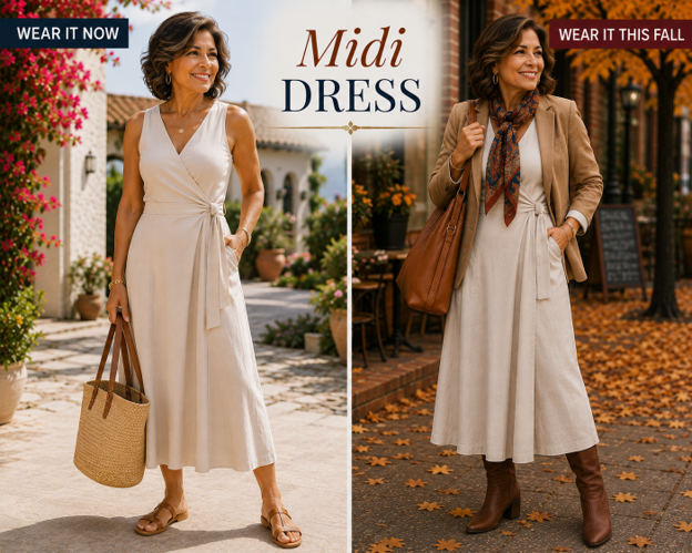 Summer Sales into Fall Fashion. Midi Dress
